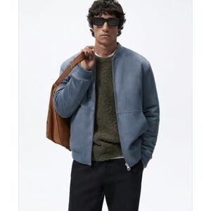 Zara Men's Light Blue Bomber Jacket